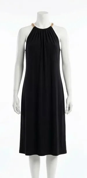 MICHAEL Michael Kors Chain Halter Dress Black Cocktail Evening Sleeveless S thumbnail 1