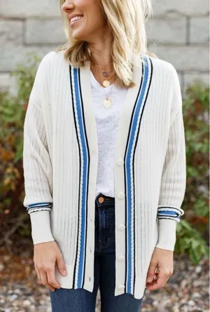 Rag & Bone Chalk White Knit Dianna Merino Wool Blend‎ Cardigan Sz L Read Dscrpt thumbnail 1