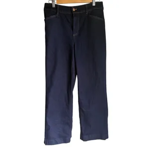 Talbots Dakota Wash Wide Leg Jeans Petite 8P Dark Wash High Rise Stretch Denim thumbnail 4