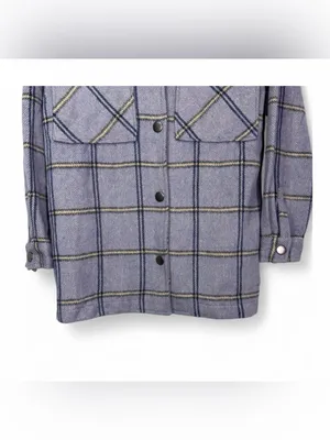NWT Lulus Women’s Keep It Cool Blue Plaid Long Sleeve Shacket Jacket Size Small thumbnail 9