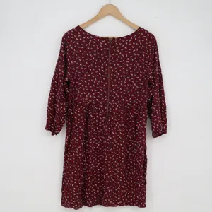 Old Navy Dress Womens L Shift Burgundy Floral 3/4 Sleeve Back Zip Excellent thumbnail 4