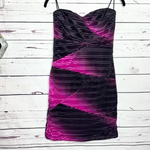 Bailey Blue Strapless Black & Pink Textured Mini Dress Size Medium thumbnail 2