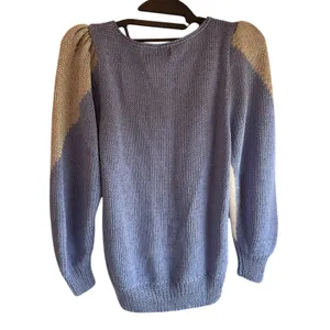 Vintage Nannette Blue Cream pearl Beaded Bib Knit iceskater fairy Sweater Small thumbnail 3