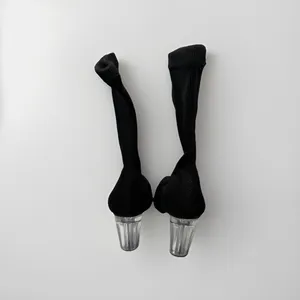 Cape Robbin Black Heeled sock Boots with Clear Heel thumbnail 4
