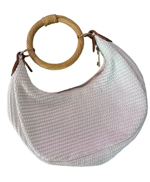 a new day White Woven Circle-Handle Shoulder Bag with Tan Handle thumbnail 1