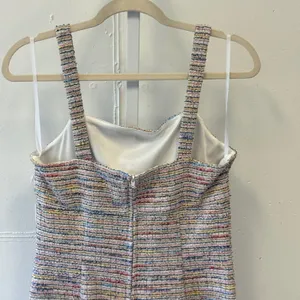 A. Byer Multi Color Tweed Mini Dress Sleeveless Square Neck Slit 1131L90 Small thumbnail 5