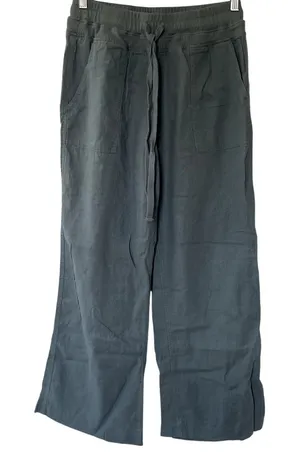 Risen LA sculptex linen wide leg‎ elastic waist blue sweatpants women's size S thumbnail 1