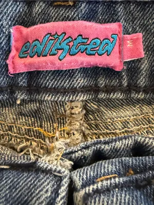 Edikted Roll Down Waist Distressed Baggy Jeans Women’s Size M Y2K thumbnail 8