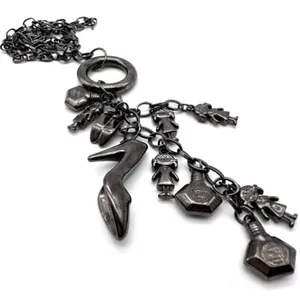 Pardma Paris charm parfum bottle shoes‎ dangle chain necklace gunmetal thumbnail 3