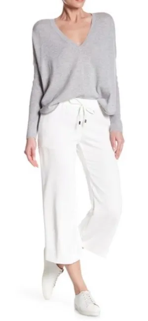 Alice + Olivia White Benny Crepe Cropped Drawstring Pants Size 0 thumbnail 1