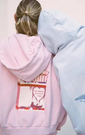 Boys Lie Hoodie No Smoke Without Fire Baby Pink thumbnail 1