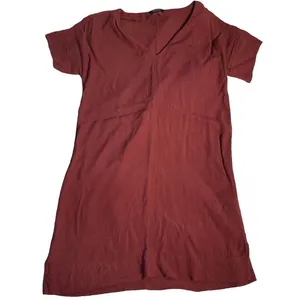 Madewell Novel Burgundy Viscose‎ Blend V Neck Short Sleeve Casual Dress XS thumbnail 2