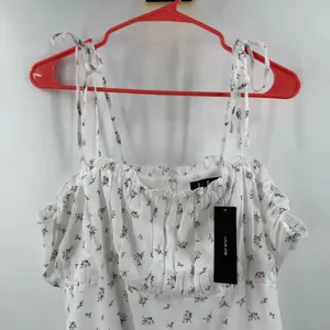 Lulus Dress Women's Size XL Ruffle Cottage NWT Be a Wildflower White Floral Mini thumbnail 10