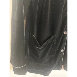 Lauren Ralph Lauren Womens PS Black Velvet Crest Pajama Top Button Down Cardigan thumbnail 5