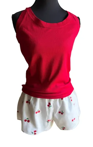 Ann Taylor Silk Blend Sweater Tank Medium Red Sleeveless Tie Waist Shell Top thumbnail 1