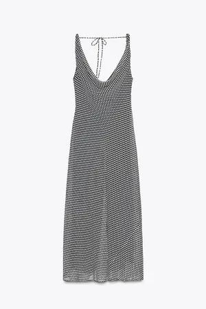 Zara Sleeveless Black & White Polka Dot Maxi Dress thumbnail 7
