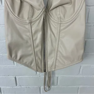 Urban Outfitters Out From Under Cream Faux Leather Halter Corset Top Size M thumbnail 5