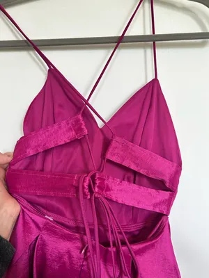 Lucy in‎ the Sky Magenta V Neck Strappy Open Back Mini Dress Size Small thumbnail 3