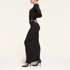SKIMS Fits Everybody Corset Long Sleeve Dress in Onyx Large Sold Out NWT thumbnail 4