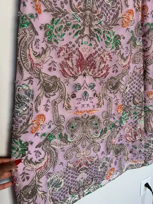 Free People vintage Purple Silk Embellished Floral Long Skirt Size 4 thumbnail 3