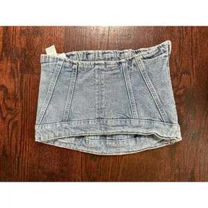 Zara Denim Strapless Corset Top Size Small NWT! thumbnail 2