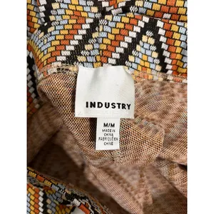 Industry Orange Chevron Print Knit Retro 70s Pull On Flare Boho Pants M thumbnail 3