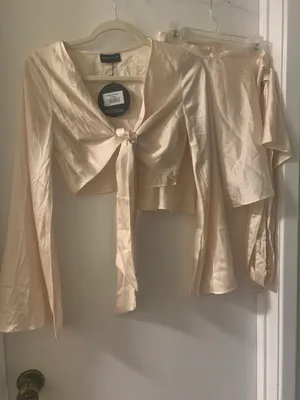 White Fox Such A Delight Crop Top and In a Dream Wrap Skirt Set in Champagne thumbnail 2