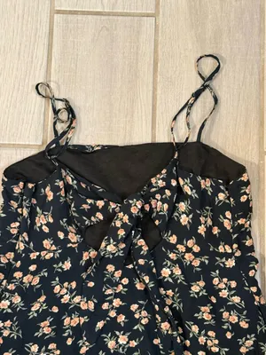 American Eagle Outfitters Black Mini Dress with Peach Floral Print thumbnail 5