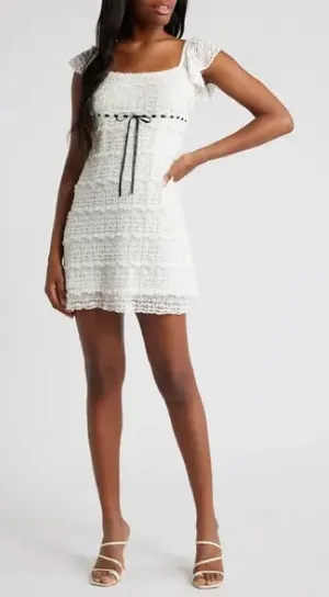 All in Favor Flutter Sleeve Lace Minidress, Size Small, $59 thumbnail 1