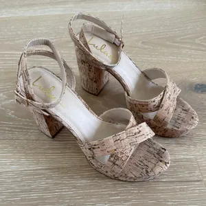 Lulu’s Strap Heels Sandals Platform Cork Selah Size US9 Tan Brown thumbnail 1