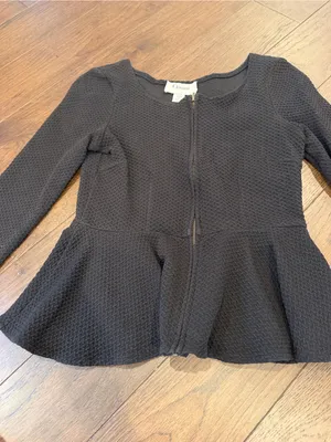 Ganni Women’s Black Peplum Zip-Front Top Size Small - C16-051 thumbnail 4