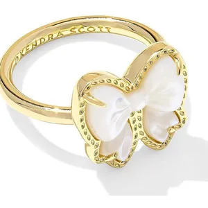 Kendra Scott Haley Bow Stretch Bracelet and matching ring set in gold thumbnail 3