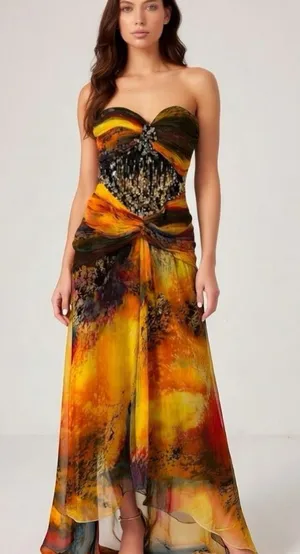 Tony Bowls‎ Colorful Strapless Formal dress size 4. C28 thumbnail 1