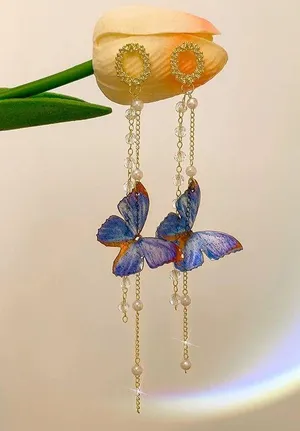 Elegant Butterfly Long Dangle Drop Earrings for Women thumbnail 1