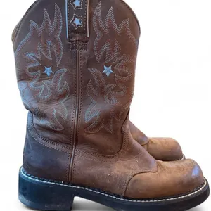 Ariat Women’s Size 8B Brown Leather Cowboy Western Boots Embroidered Stars thumbnail 3
