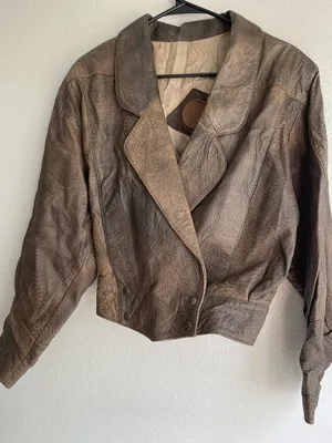 Vintage Jess Genuine Brown Leather Bomber Jacket Brown Mexico Made Women’s Sz M thumbnail 1