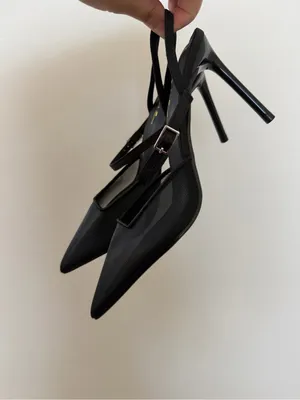 Lulu's Sleek Black Pointed Slingback Heels thumbnail 3