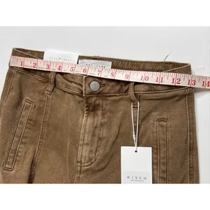 RISEN Cocoa Brown Cargo Pants Women's Size 3/26 High Rise Wide Leg Jeans thumbnail 6