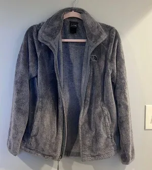 the north face gray fuzzy winter jacket size medium thumbnail 1