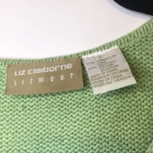 Liz Claiborne • Liz wear Lime Green Cable Short Sleeve Sweater Size Large thumbnail 3