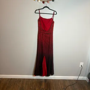 Vintage Y2K silk beaded ombre formal dress thumbnail 9