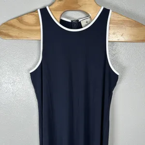 Tuckernuck Tori Racerback Navy Blue Midi‎ Dress Size Large White Trim Sleeveless thumbnail 2