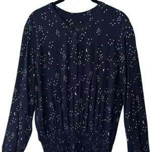 Rails Juliette‎ Navy Galaxy Long Sleeve Drop Waist Mini Dress Celestial Chic L thumbnail 3