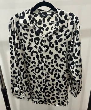 Zara Black and White Leopard Print Women's Top thumbnail 1