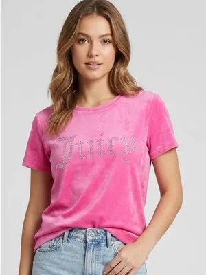 JUICY COUTURE Juicy Velour Short Sleeve Tee XL 20” p2p Pink EUC thumbnail 1