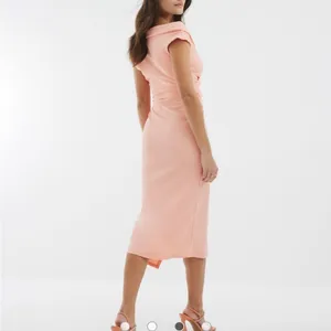 ASOS River Island Pink Asymmetric Lapel Wrap Midi Dress in‎ coral size 2 NWT thumbnail 2