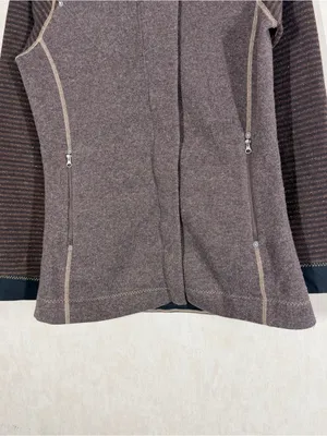 Prana Women’s Bijou Jacket Fleece Lined Wool Blend Hooded Full Zip in Brown L thumbnail 3