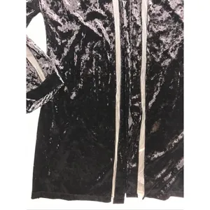 Savage X Fenty Womens Black Crushed Velvet Robe‎ Sheer Mesh Trim MD/LG Kimono thumbnail 5