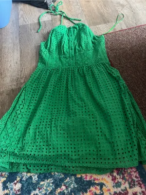 The shirt Rochelle Behrens Ashby Sleeveless Eyelet Halter Sundress - Green thumbnail 3