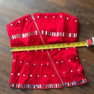 Y2K bebe Red Strapless Top with Metallic Accents thumbnail 8